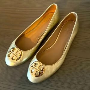 Tory Burch Minnie Ballet Gold Flats